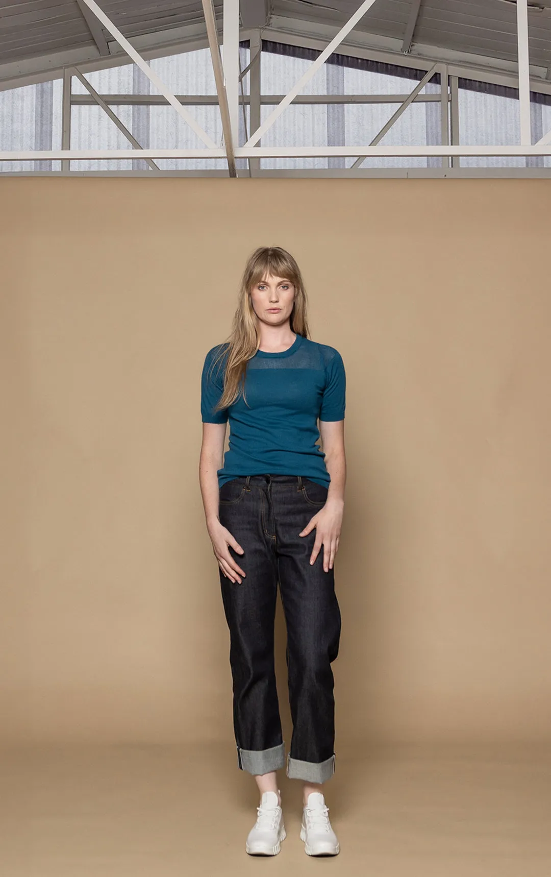 14GG COTTON SILK MESH KNIT TEE