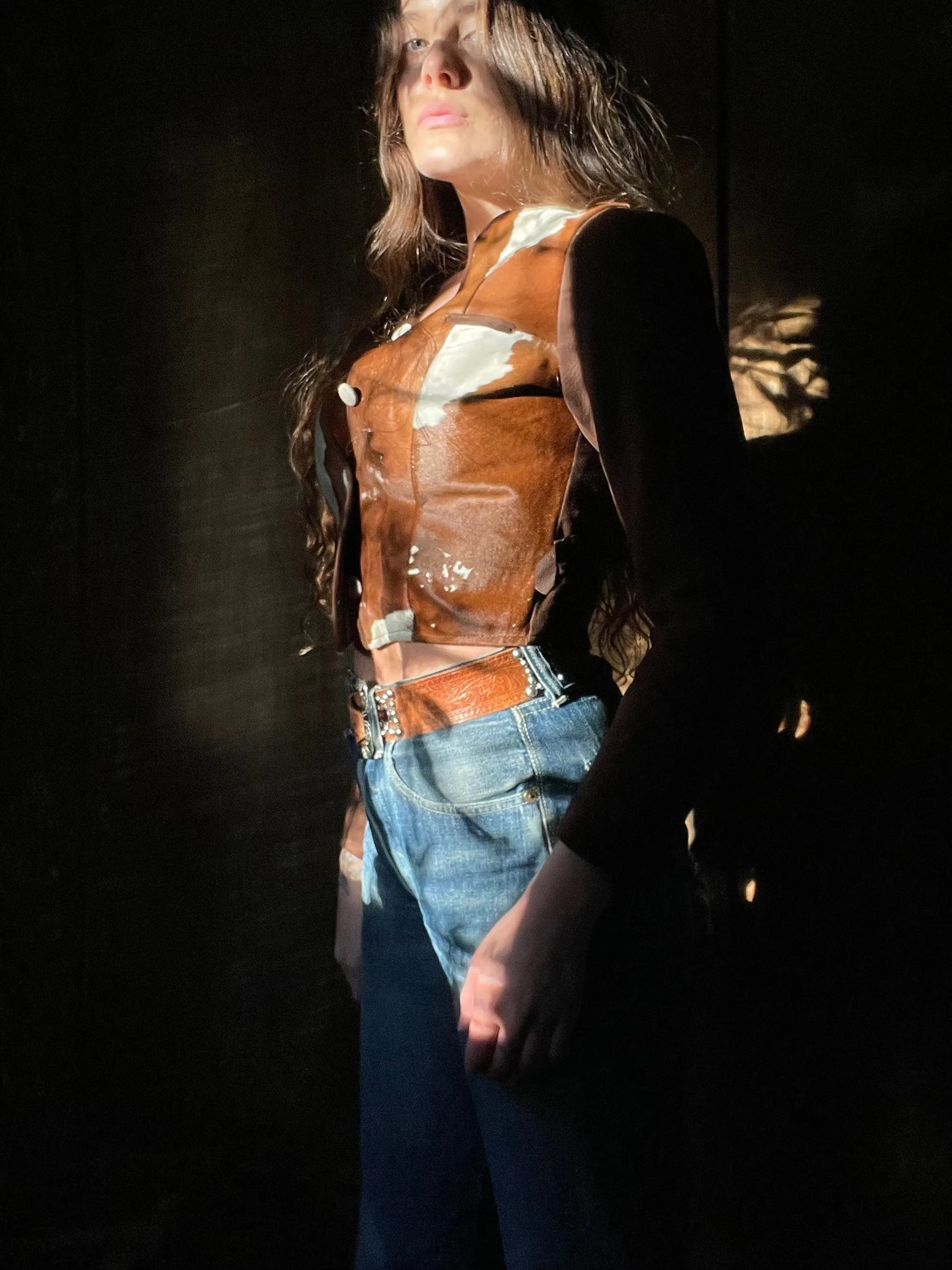 1930s Two Tone Cowhide Cropped Jacket