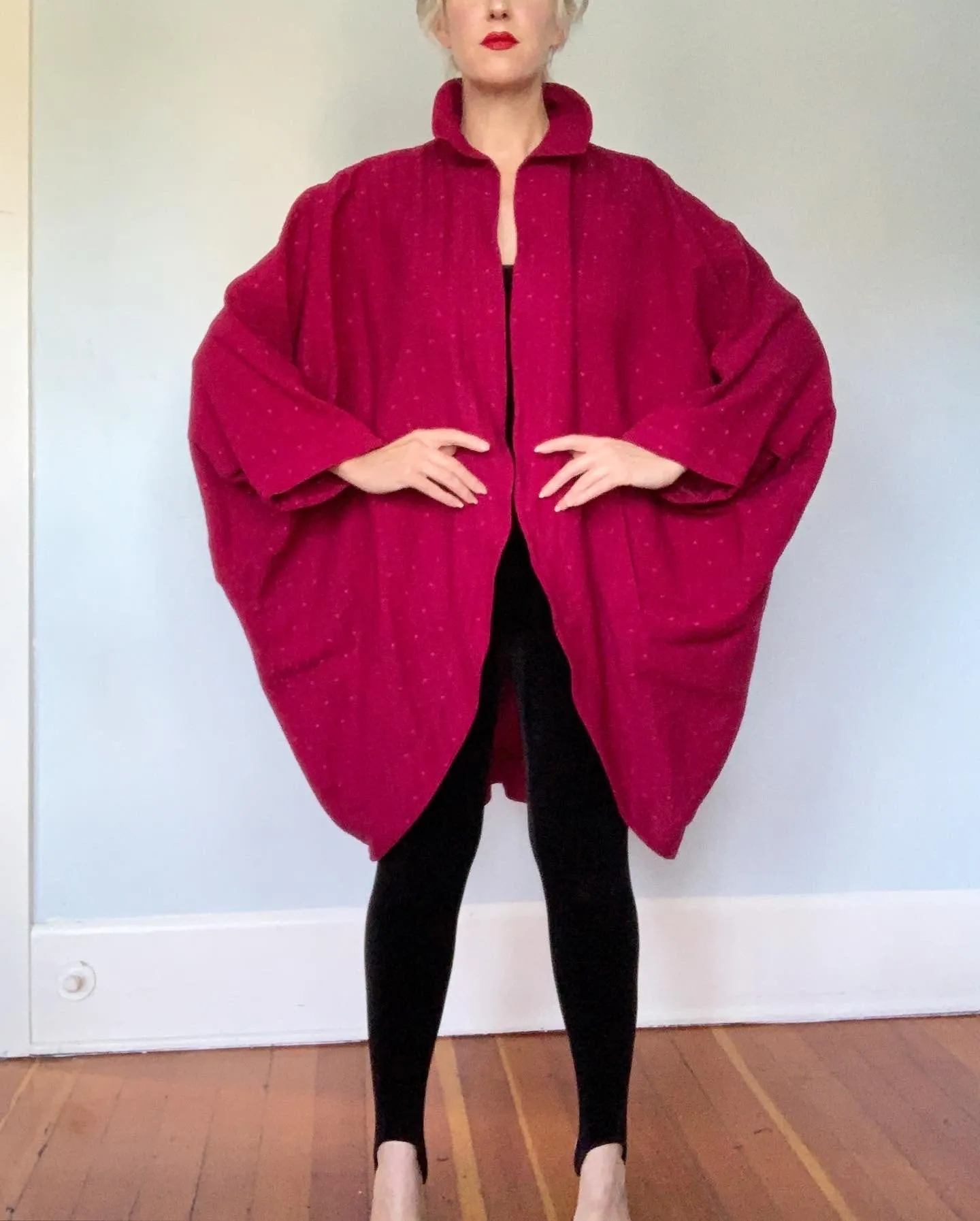 1980s "Ted Lapidus Boutique Haute Couture" Lightweight Wool Extreme Cocoon Sculptural Coat