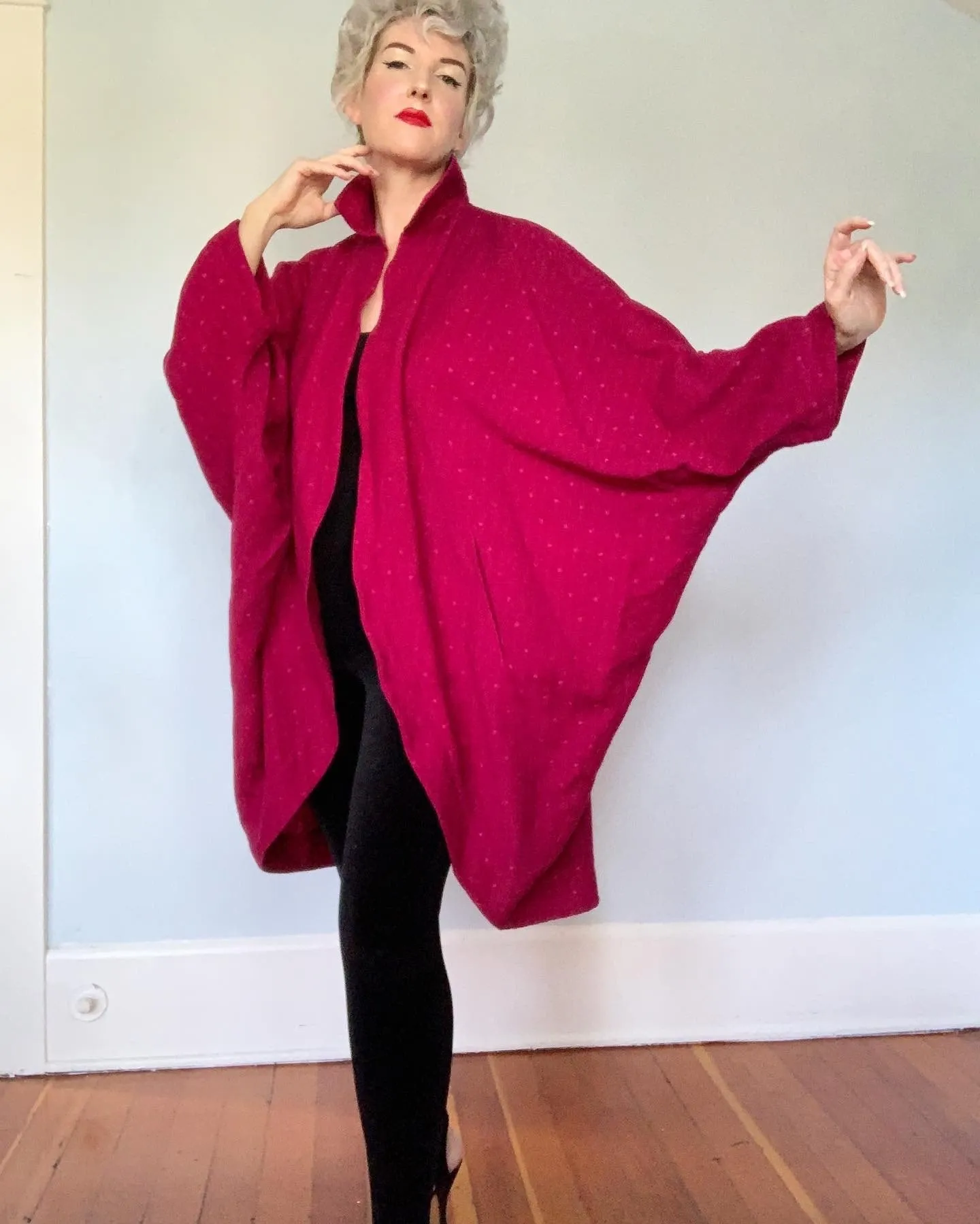 1980s "Ted Lapidus Boutique Haute Couture" Lightweight Wool Extreme Cocoon Sculptural Coat