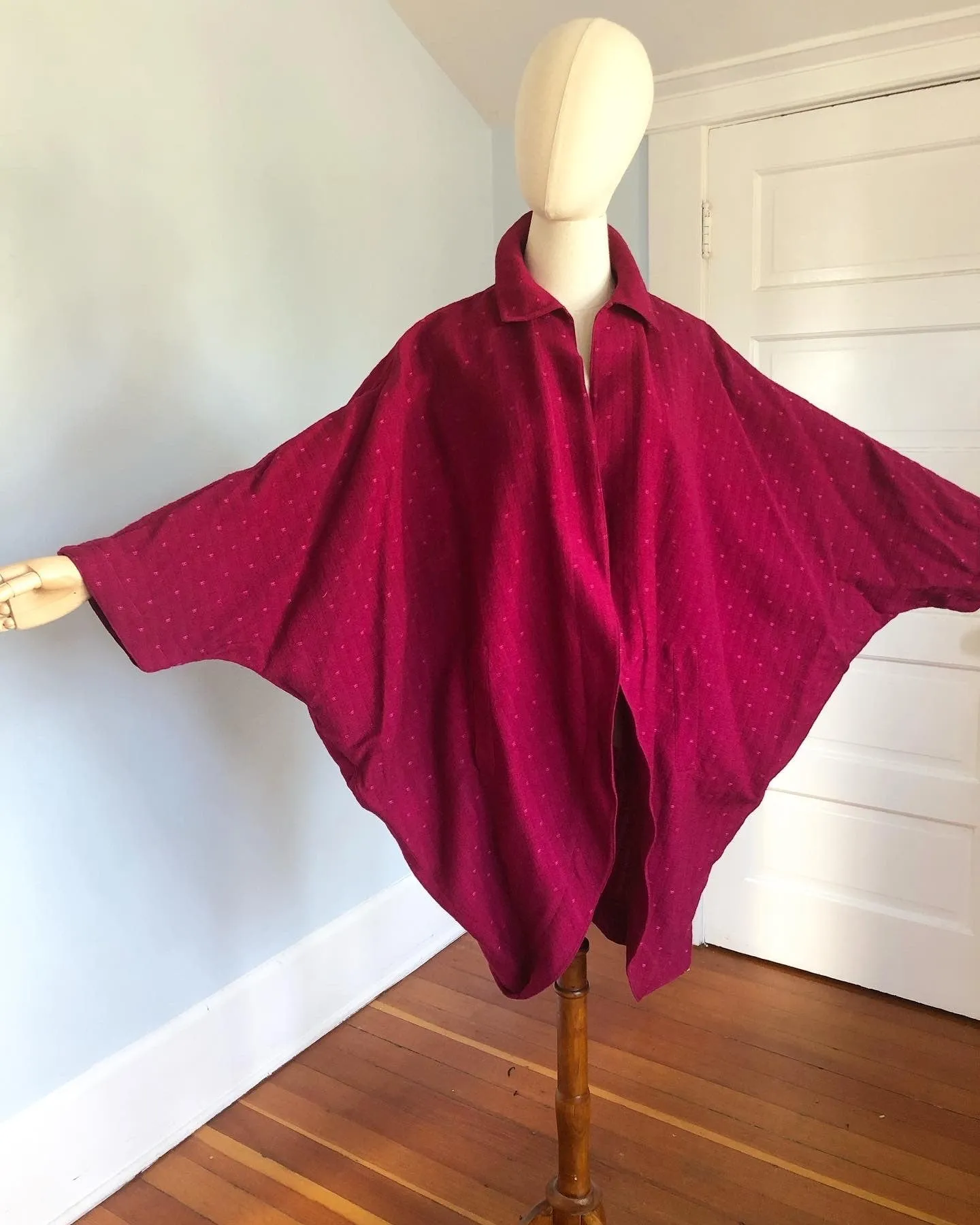 1980s "Ted Lapidus Boutique Haute Couture" Lightweight Wool Extreme Cocoon Sculptural Coat