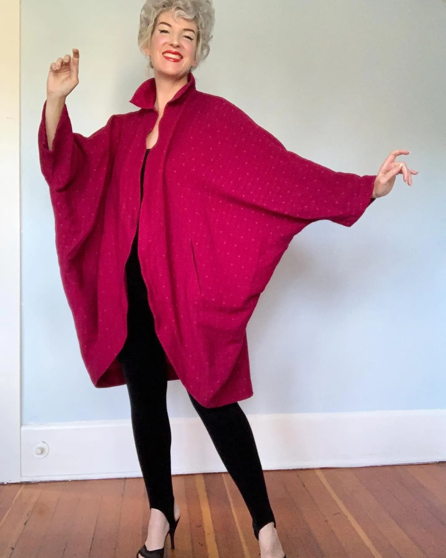 1980s "Ted Lapidus Boutique Haute Couture" Lightweight Wool Extreme Cocoon Sculptural Coat