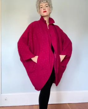 1980s "Ted Lapidus Boutique Haute Couture" Lightweight Wool Extreme Cocoon Sculptural Coat