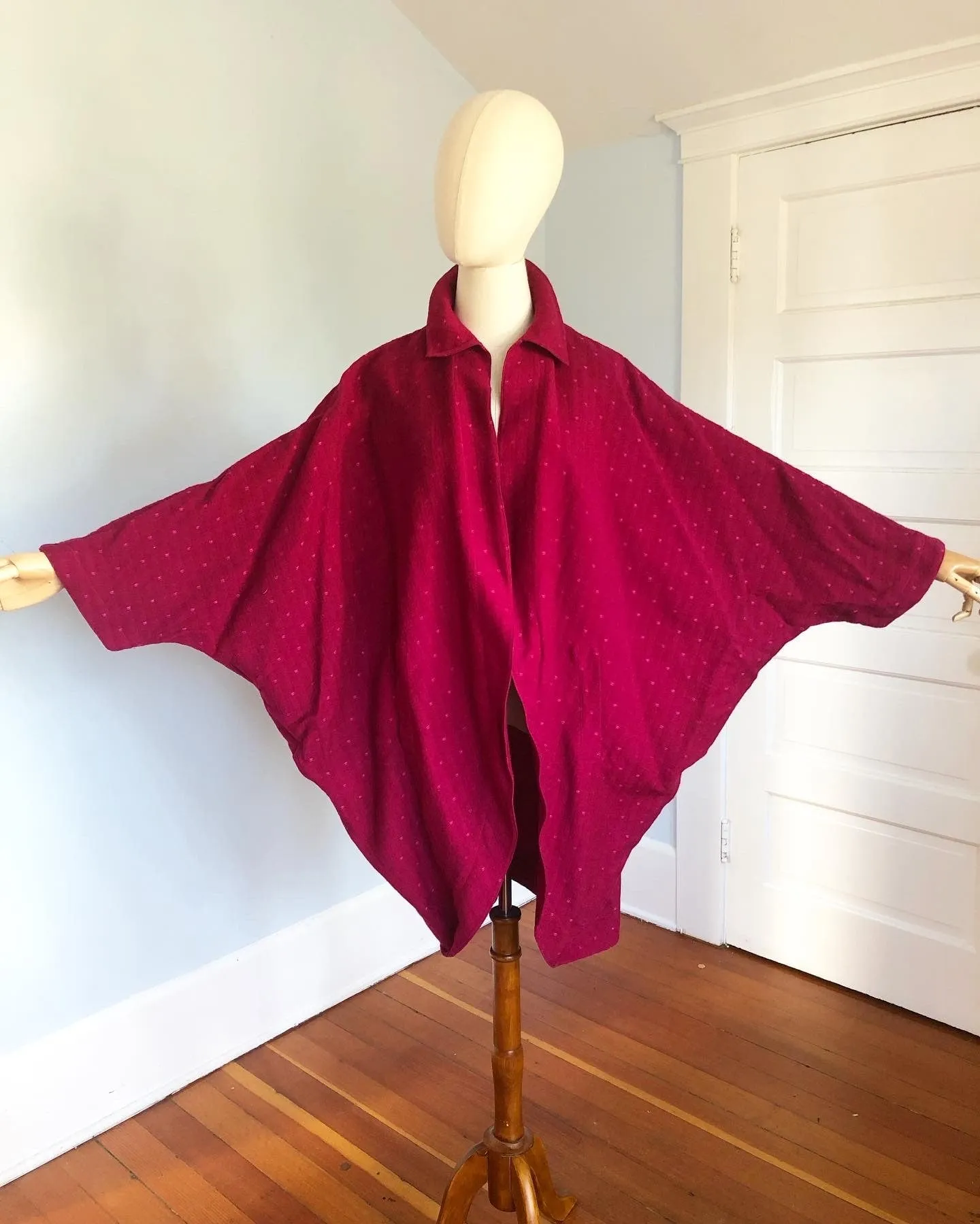 1980s "Ted Lapidus Boutique Haute Couture" Lightweight Wool Extreme Cocoon Sculptural Coat