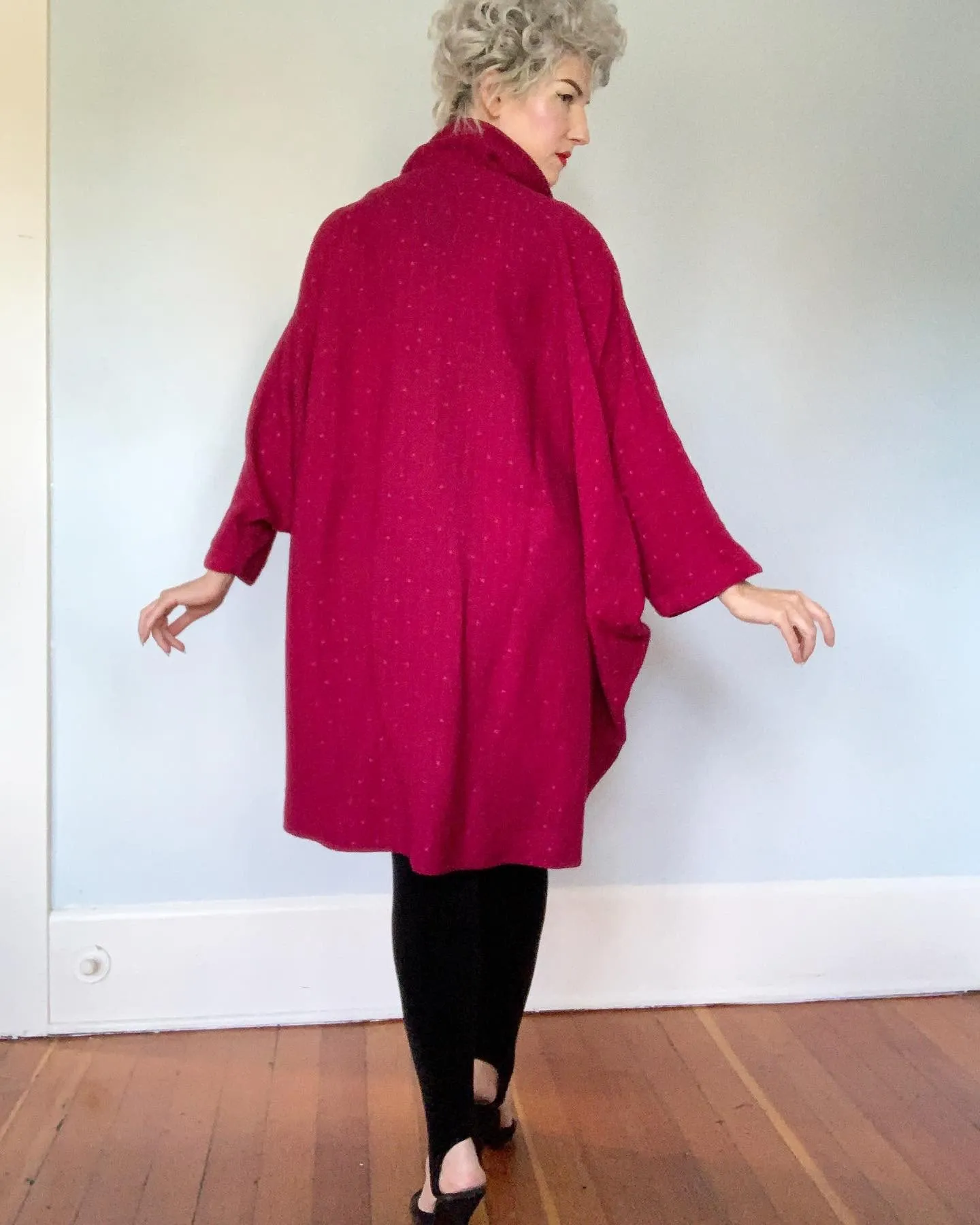 1980s "Ted Lapidus Boutique Haute Couture" Lightweight Wool Extreme Cocoon Sculptural Coat