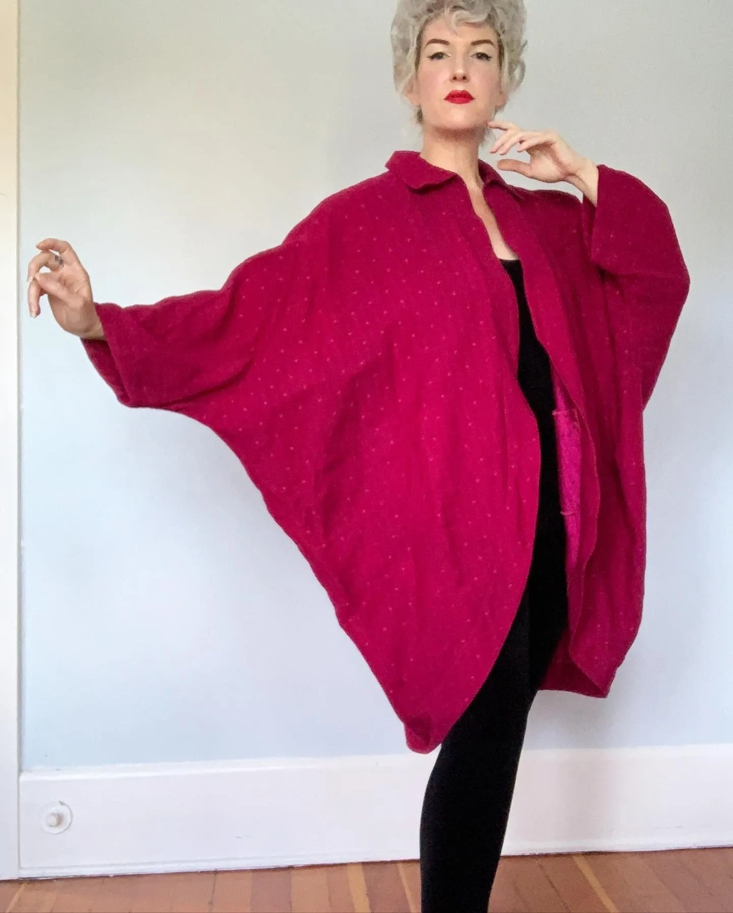 1980s "Ted Lapidus Boutique Haute Couture" Lightweight Wool Extreme Cocoon Sculptural Coat