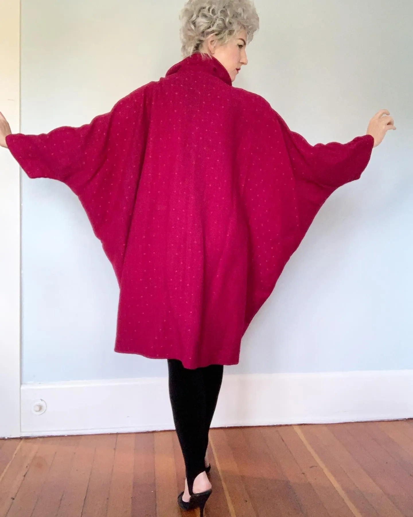 1980s "Ted Lapidus Boutique Haute Couture" Lightweight Wool Extreme Cocoon Sculptural Coat