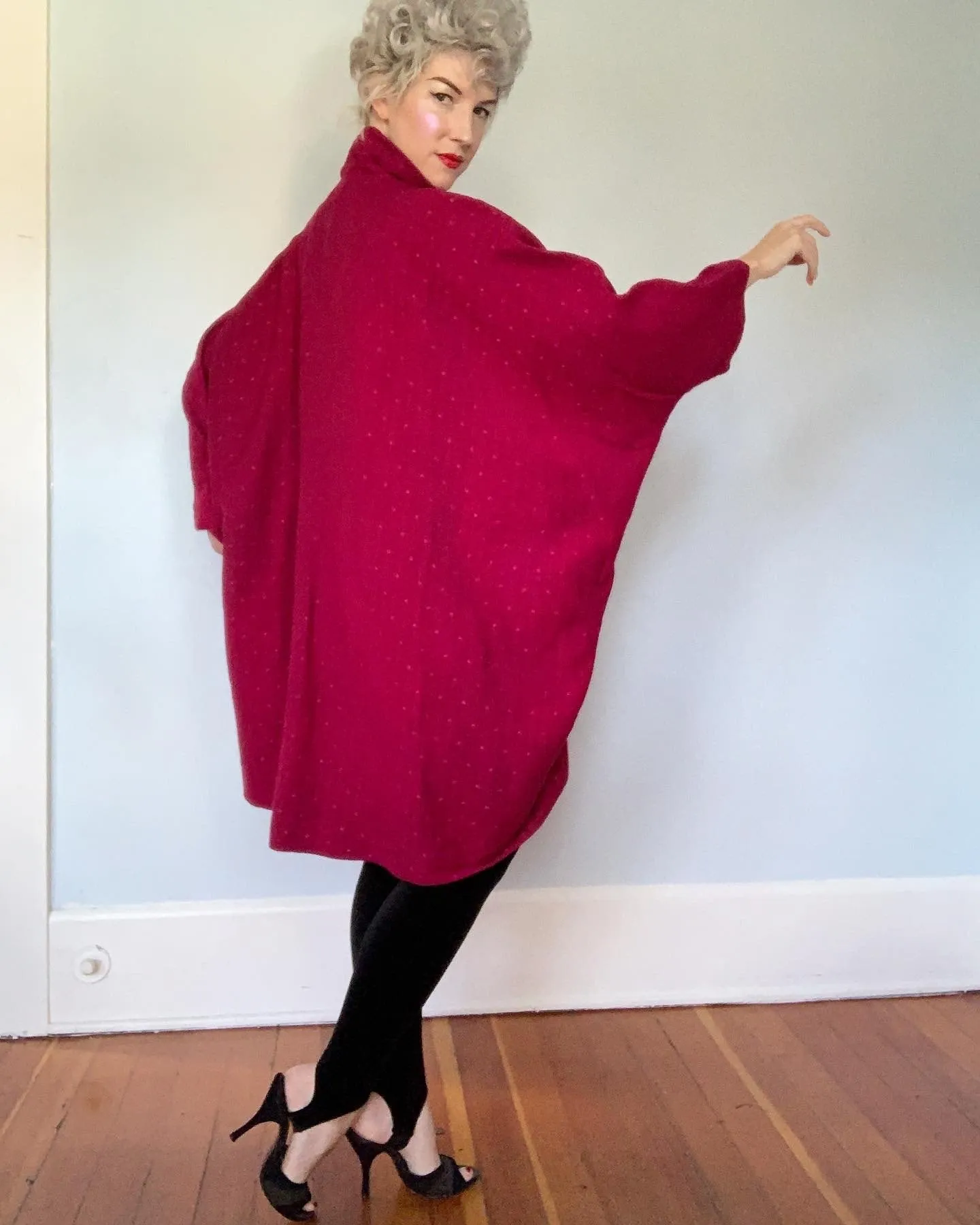1980s "Ted Lapidus Boutique Haute Couture" Lightweight Wool Extreme Cocoon Sculptural Coat