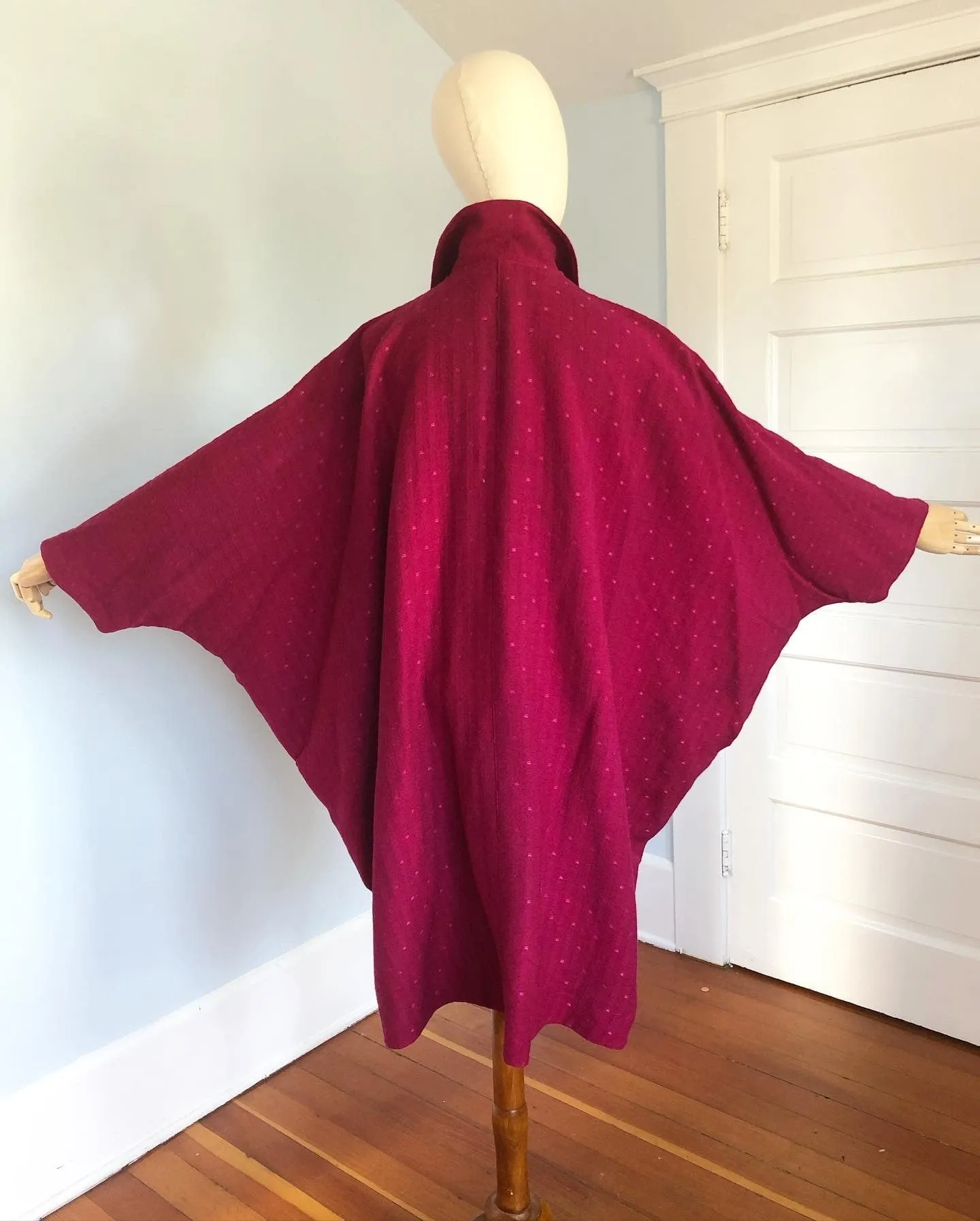1980s "Ted Lapidus Boutique Haute Couture" Lightweight Wool Extreme Cocoon Sculptural Coat