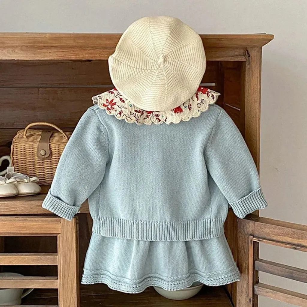 2-Piece Daisy Girl Knit Dress & Cardigan Set
