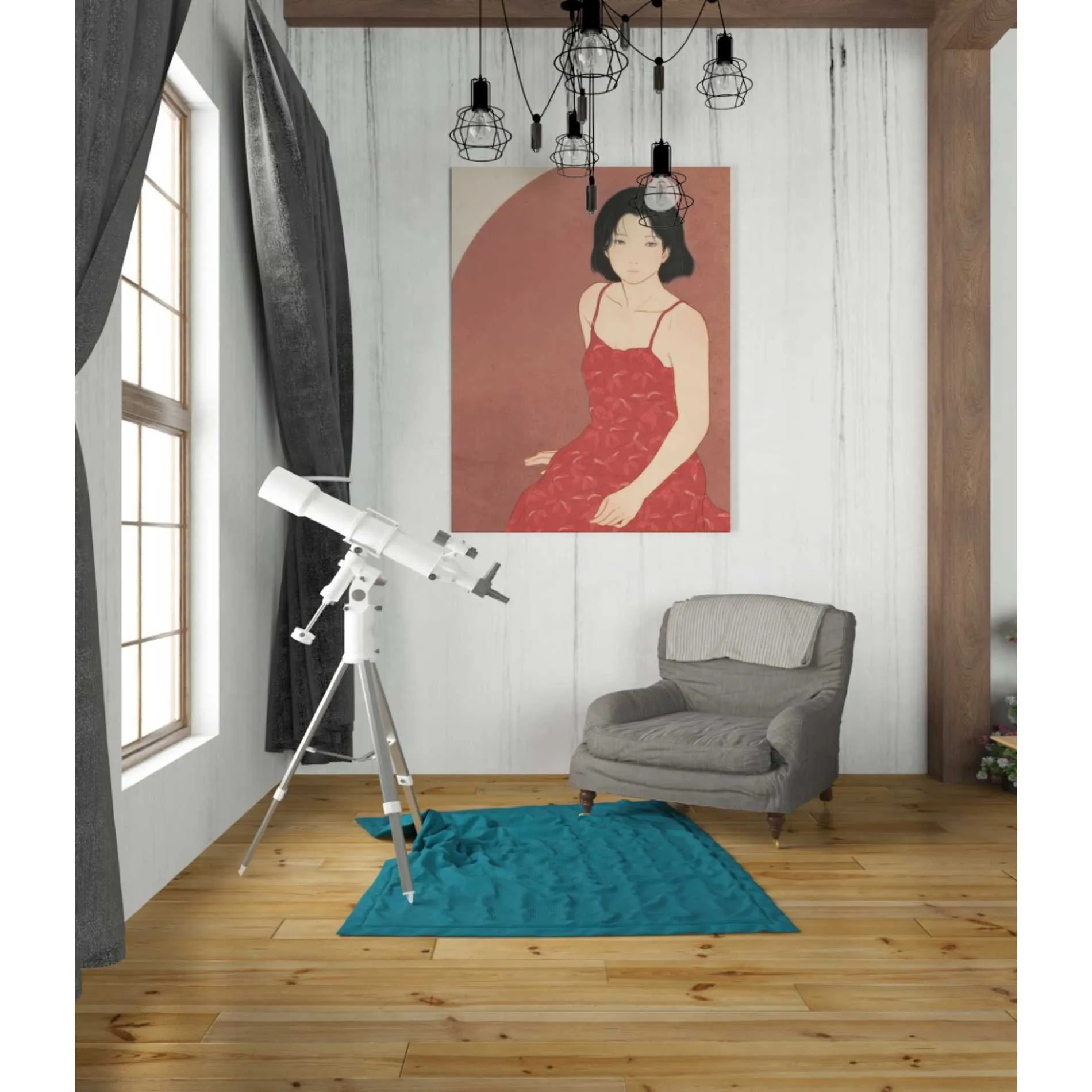 'A Woman in a Red Dress' by Sai Tamiya, Canvas Wall Art