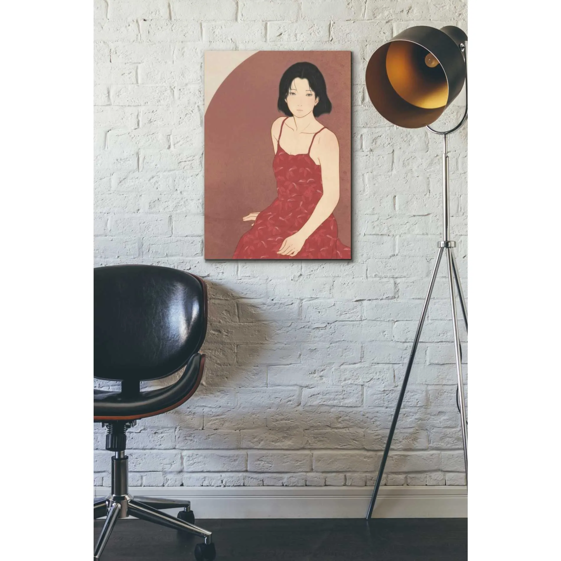 'A Woman in a Red Dress' by Sai Tamiya, Canvas Wall Art