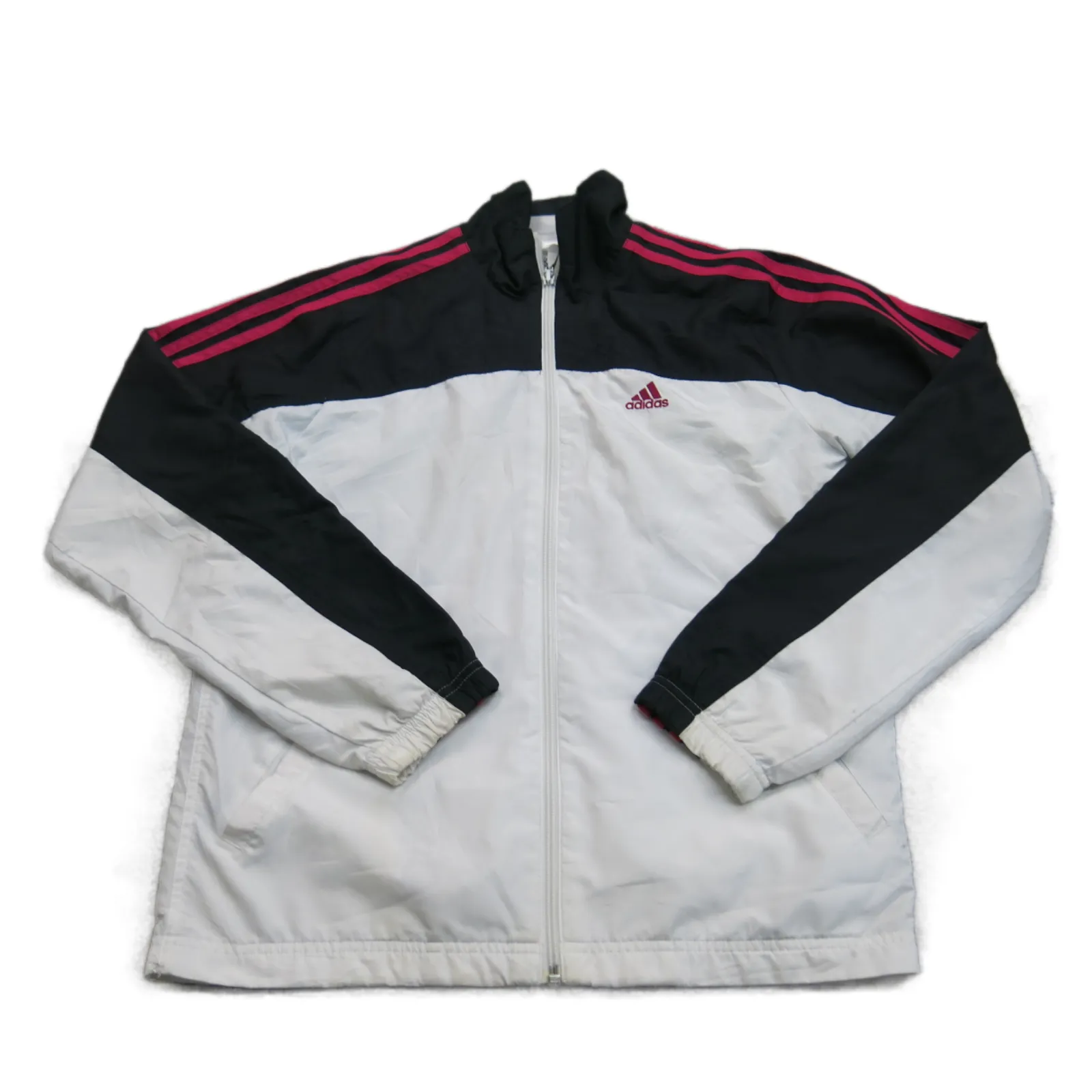 Adidas Womens Track Jacket Full Zip Up Long Sleeves Mock Neck White Size Small