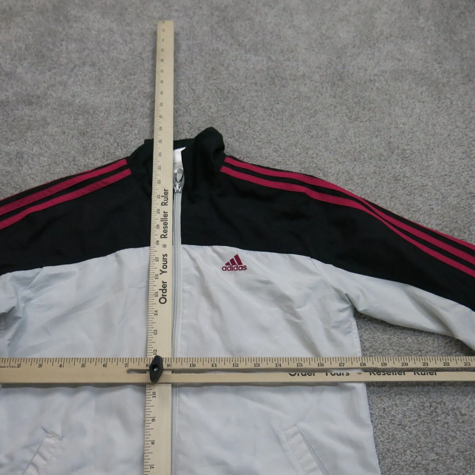 Adidas Womens Track Jacket Full Zip Up Long Sleeves Mock Neck White Size Small