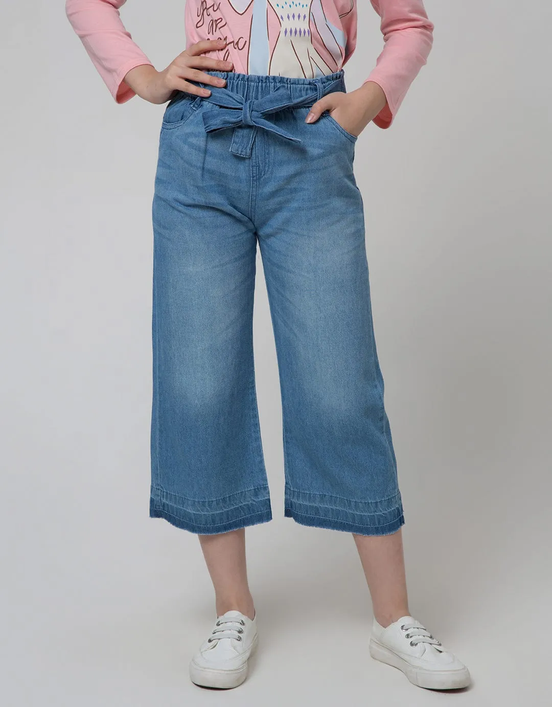 Aero Denim Long Pants Kulot Waist Paperbag