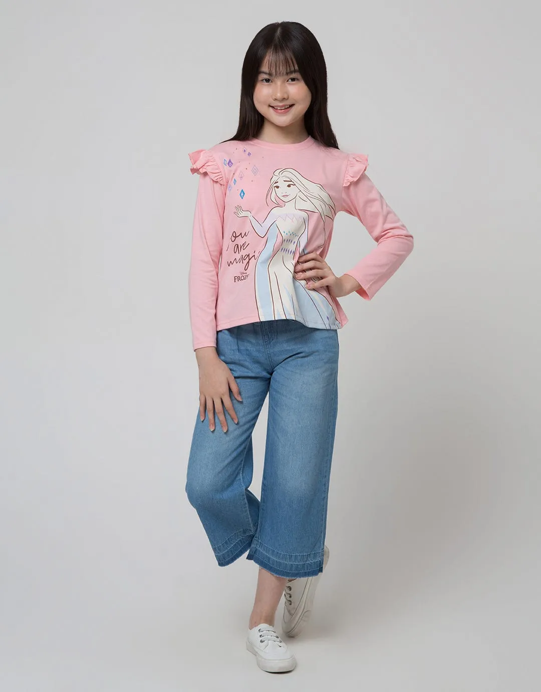 Aero Denim Long Pants Kulot Waist Paperbag