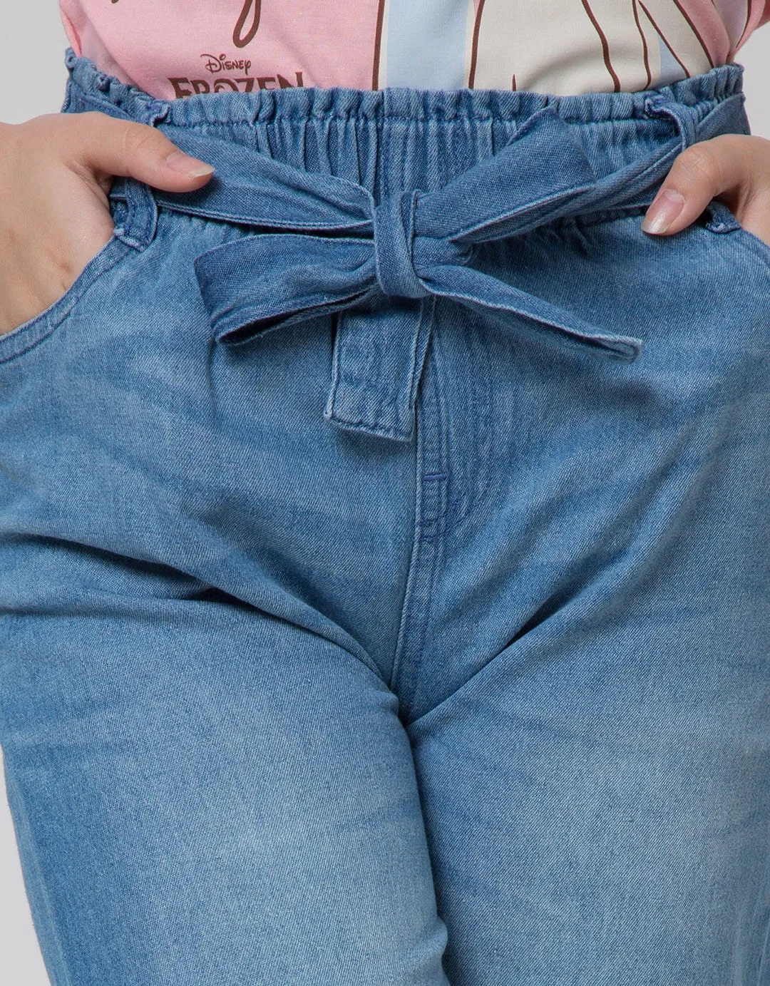 Aero Denim Long Pants Kulot Waist Paperbag