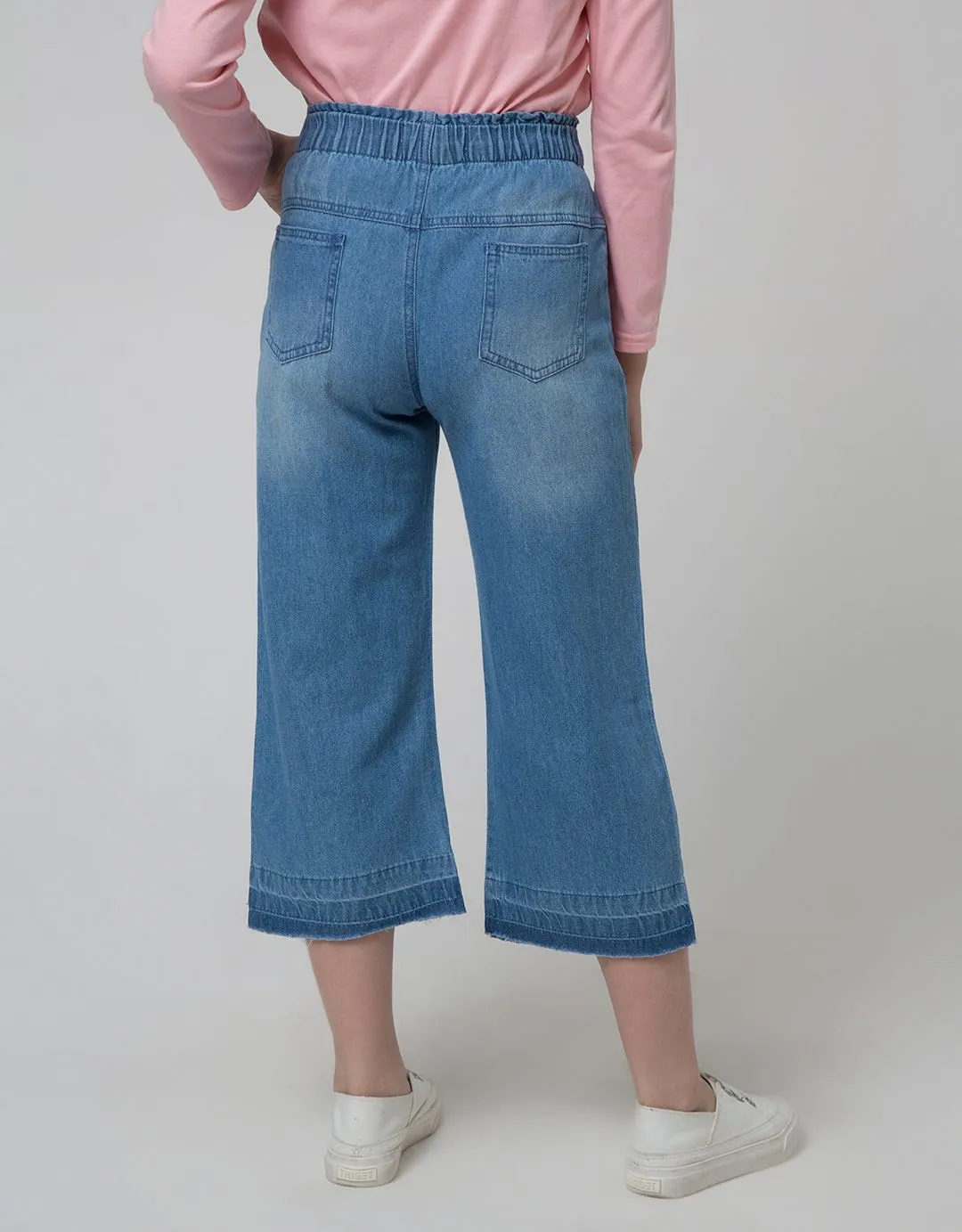 Aero Denim Long Pants Kulot Waist Paperbag