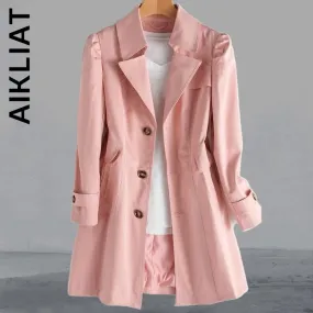 Aikliat Elegant Langer Winter Trenchcoat Lose Mantel Mode Lässig Parkas Trench Warm Streetwear