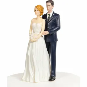 Air Force Wedding Cake Topper - Caucasian Bride and Groom