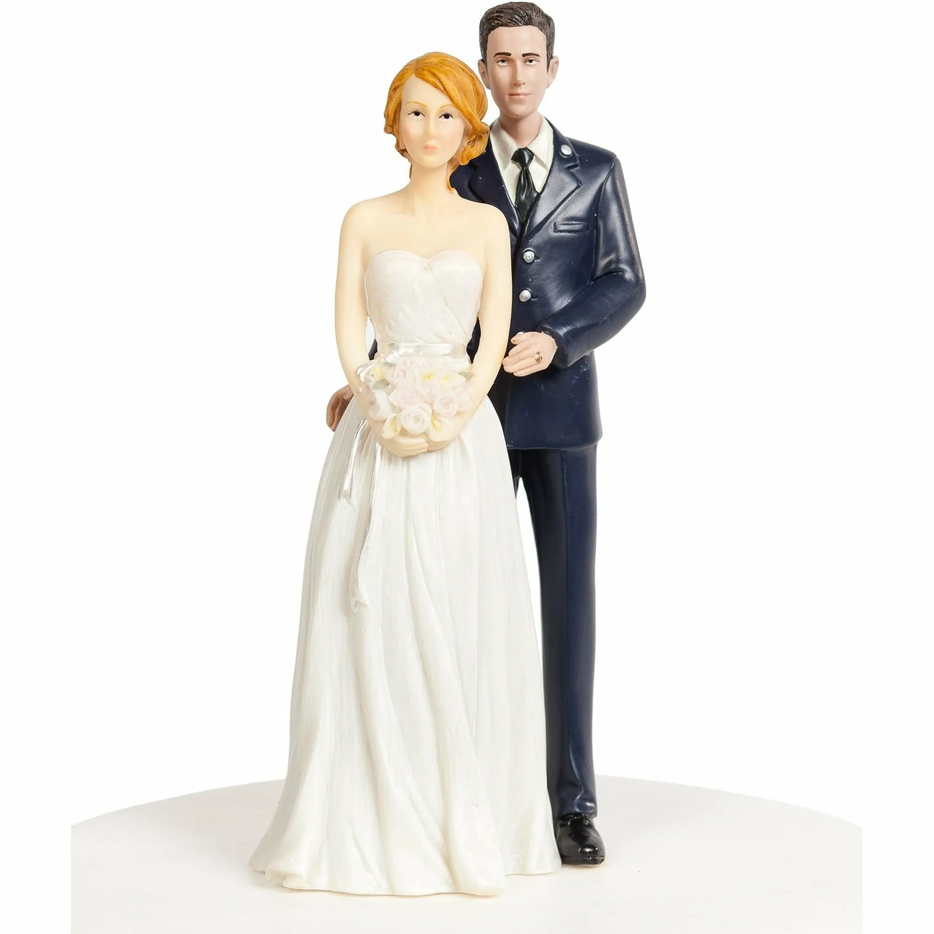 Air Force Wedding Cake Topper - Caucasian Bride and Groom
