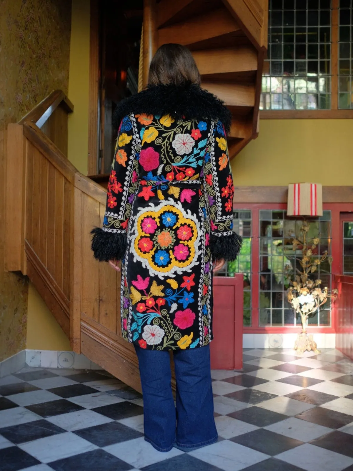 Aisara Wrap Coat - S/M | Print/Black