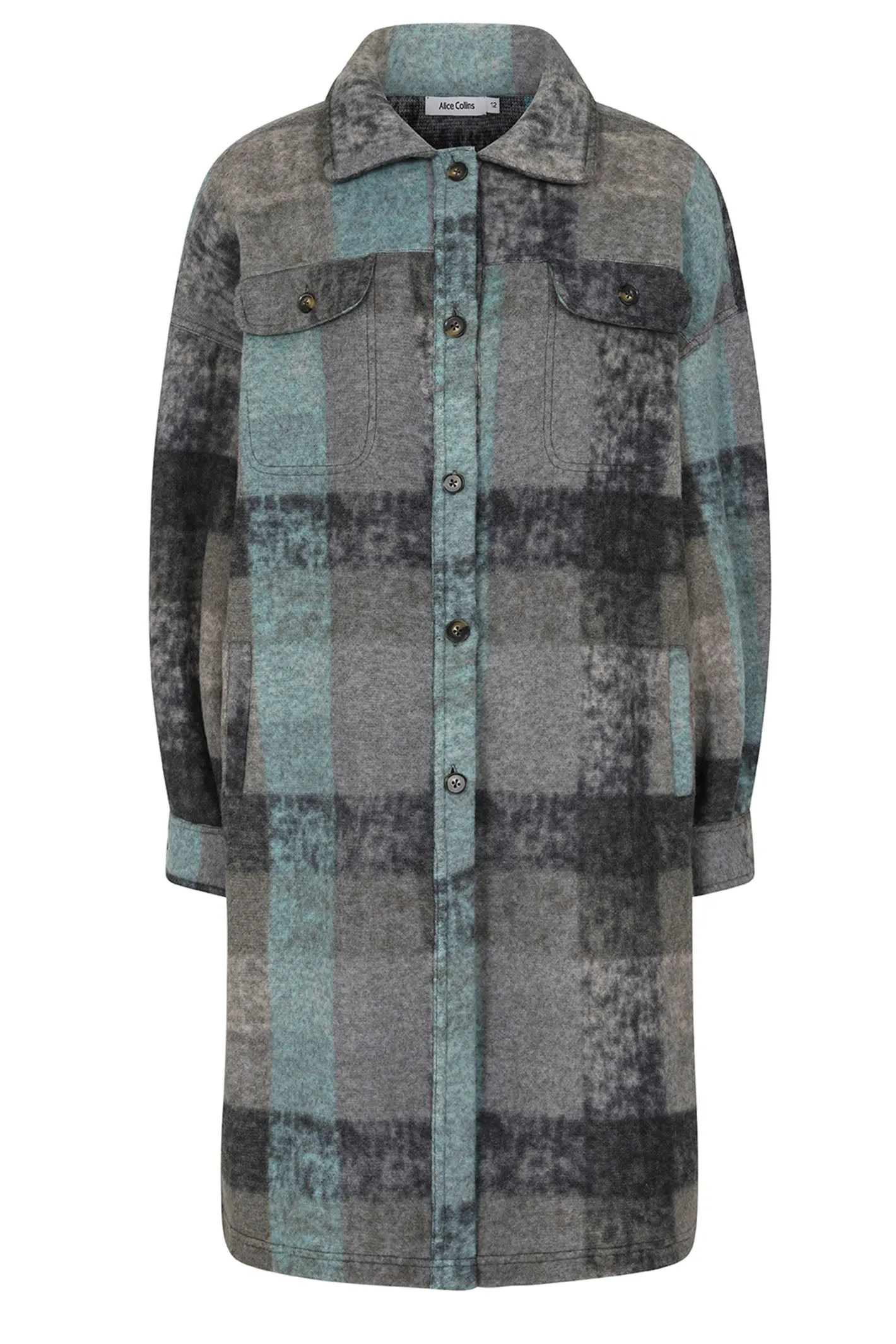 Alice Collins Elle Long Fleece Coat Charcoal 033A023