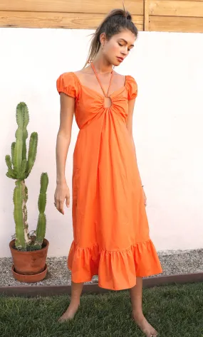 Andrea Cap Sleeve Poplin Midi Dress