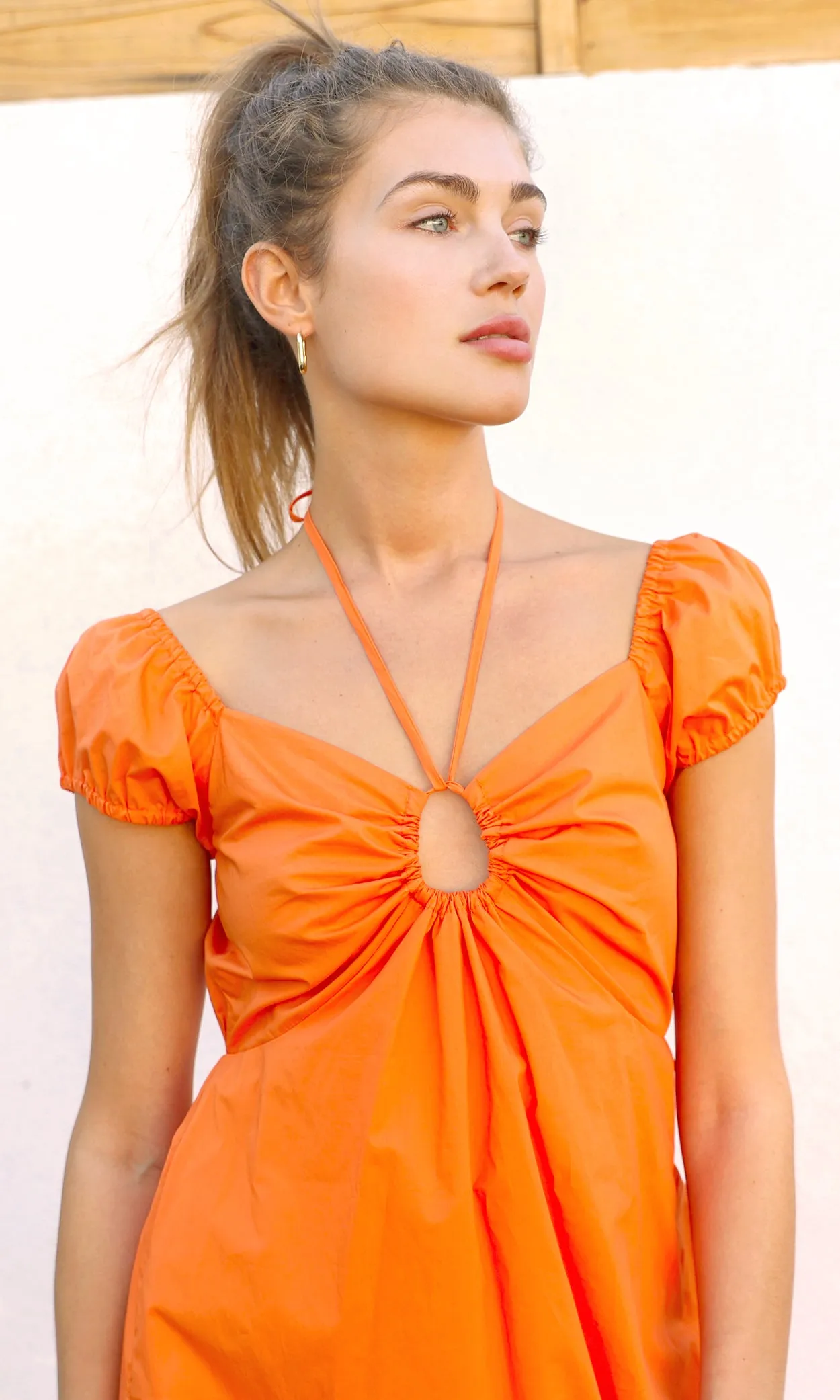 Andrea Cap Sleeve Poplin Midi Dress