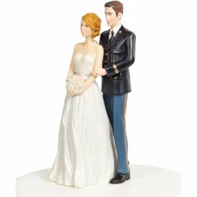 Army Wedding Cake Topper - Caucasian Bride and Groom