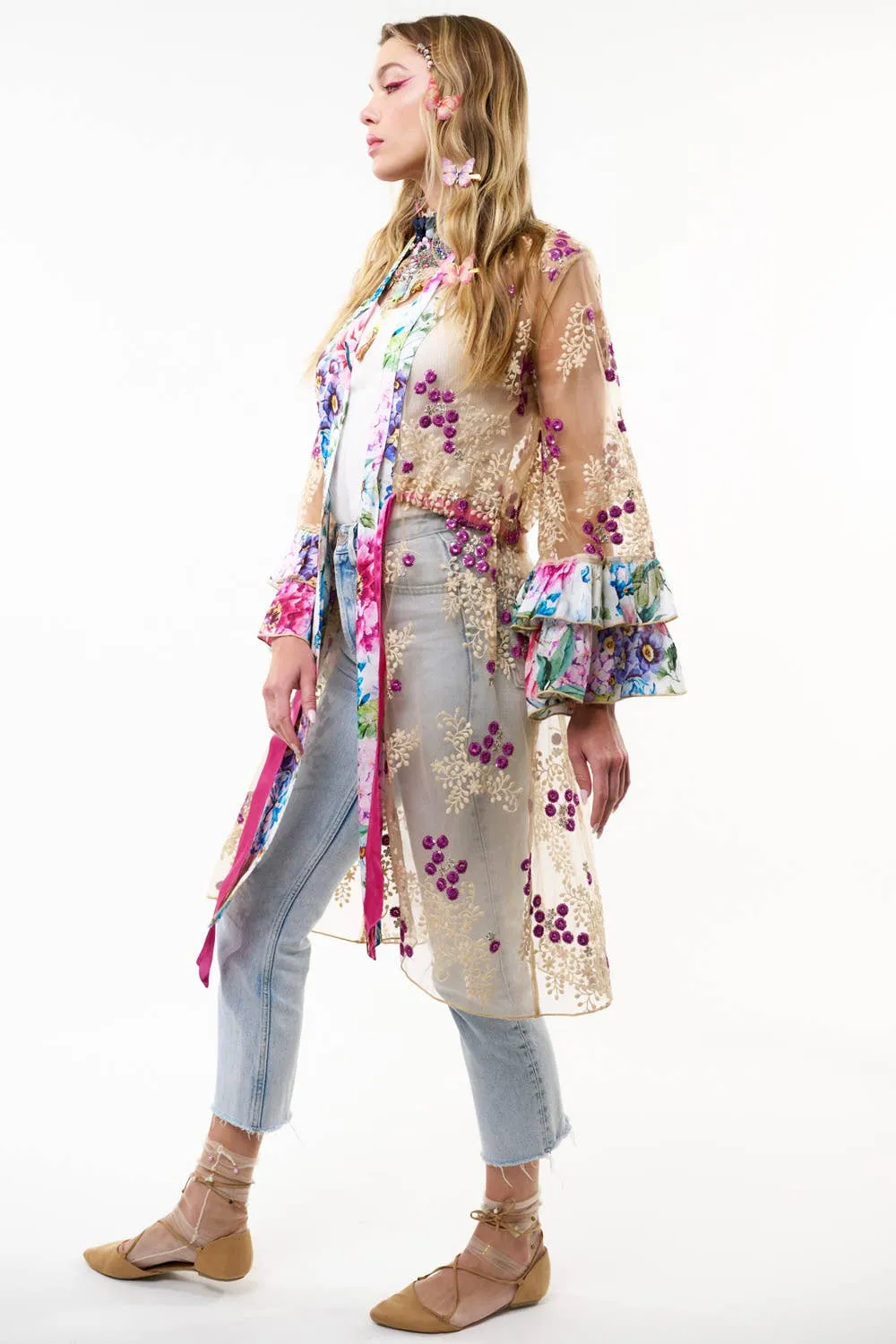 Arrata - Ibiza Embellished Mesh Kimono