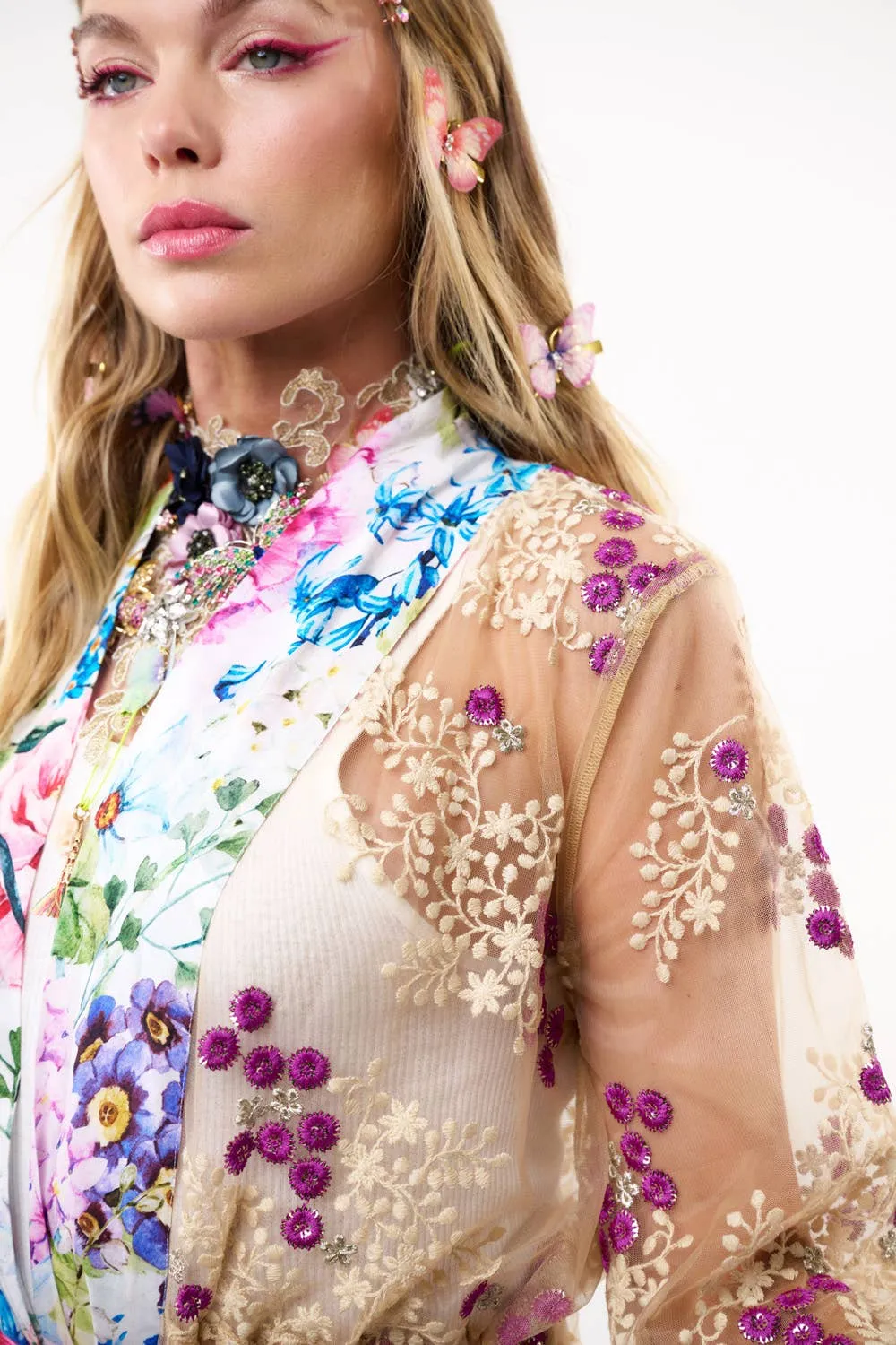 Arrata - Ibiza Embellished Mesh Kimono