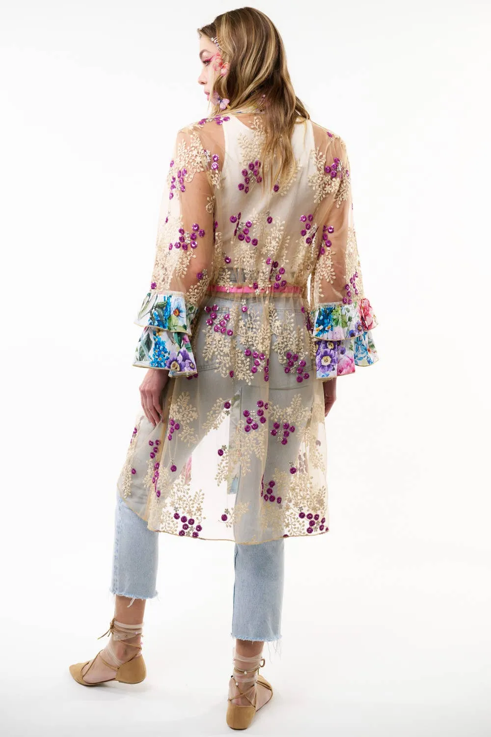 Arrata - Ibiza Embellished Mesh Kimono