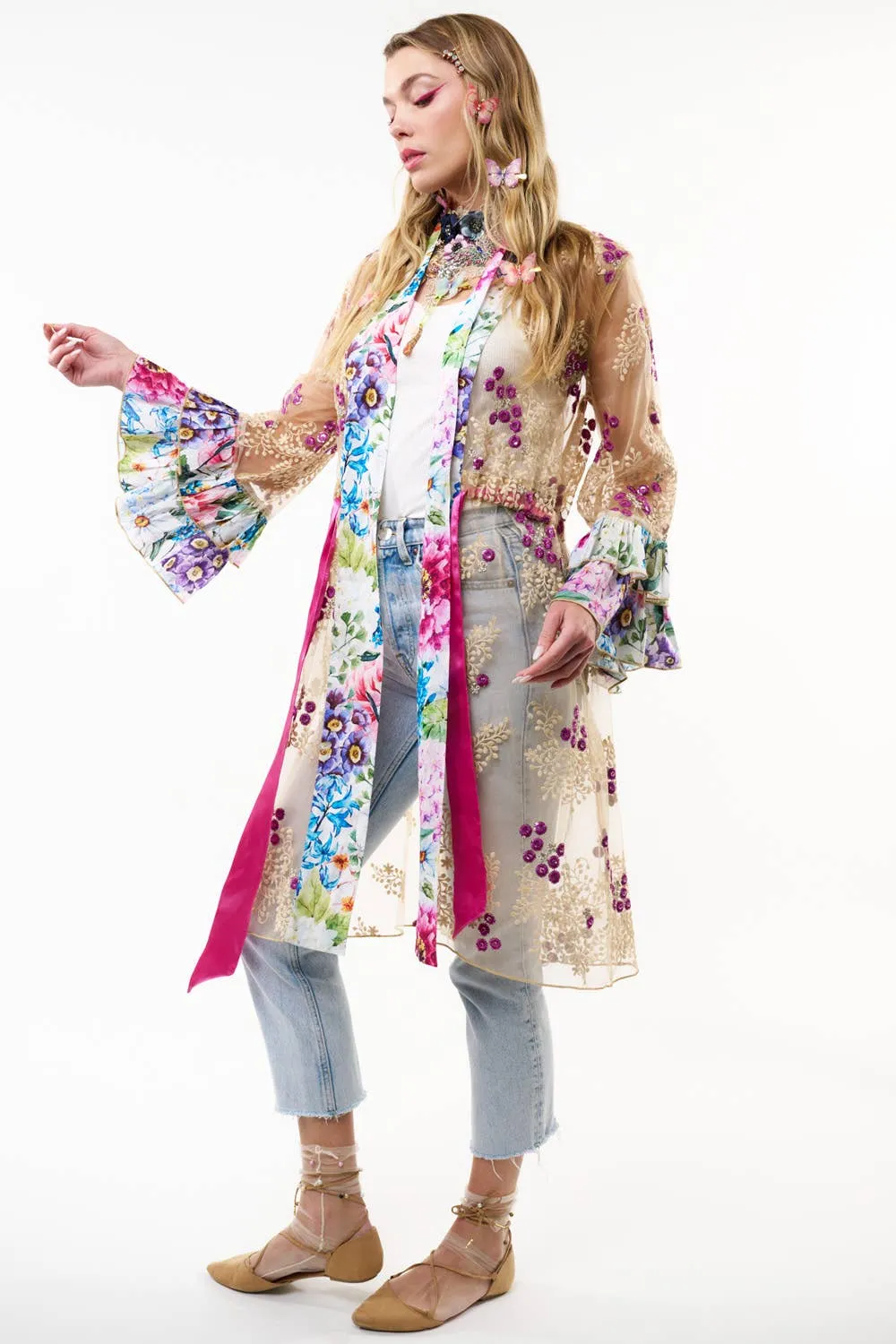 Arrata - Ibiza Embellished Mesh Kimono
