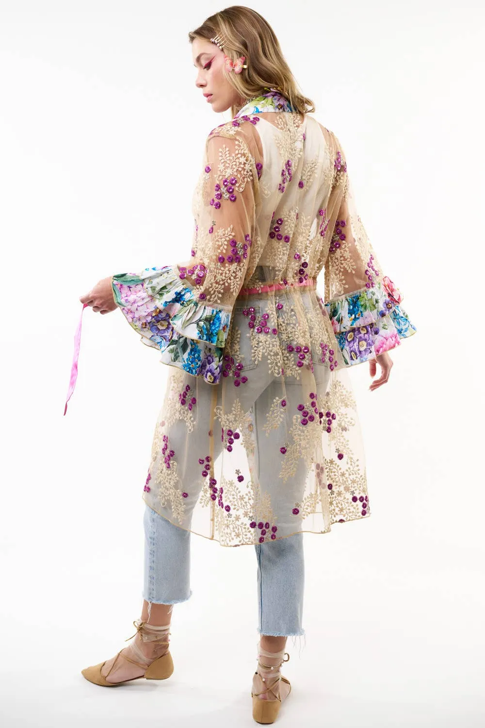 Arrata - Ibiza Embellished Mesh Kimono