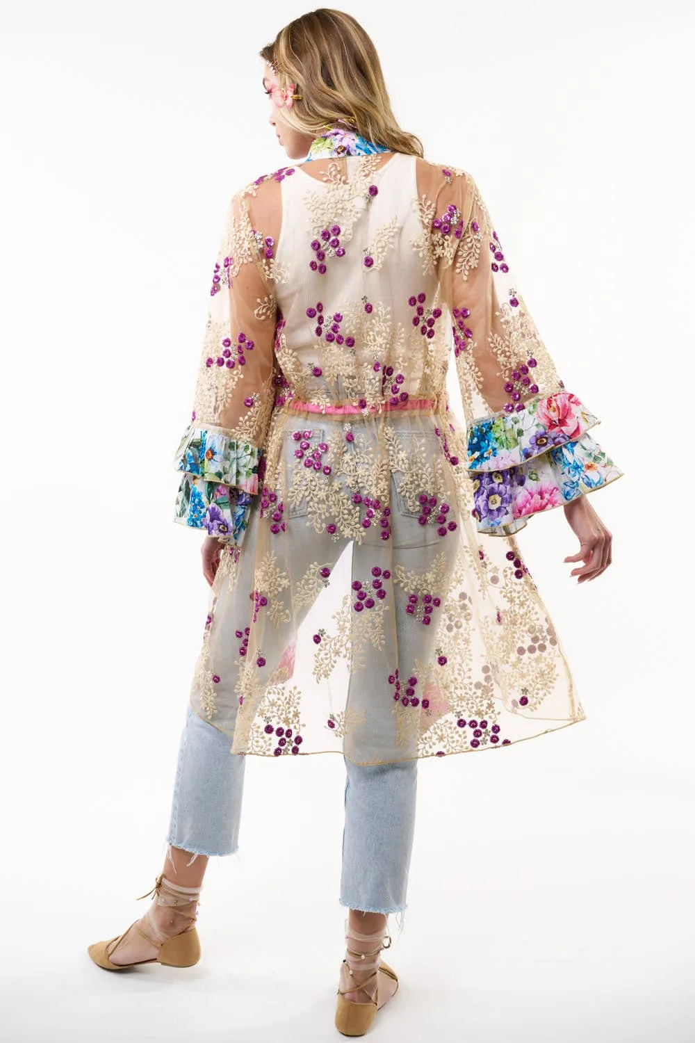 Arrata - Ibiza Embellished Mesh Kimono