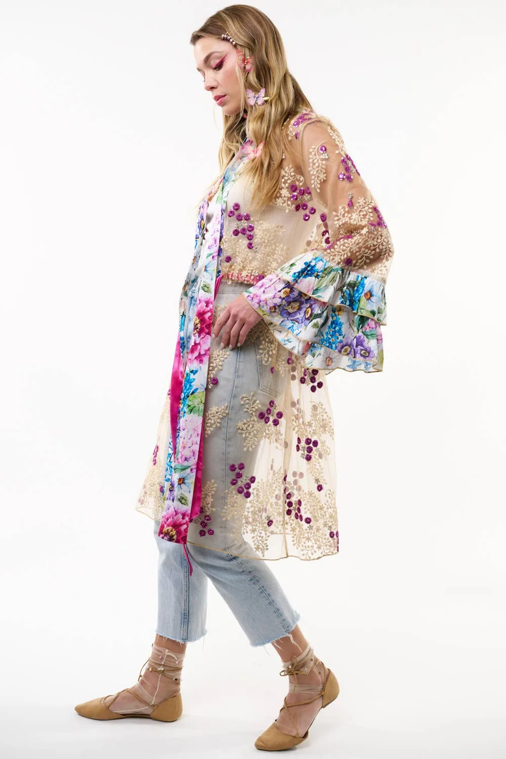 Arrata - Ibiza Embellished Mesh Kimono