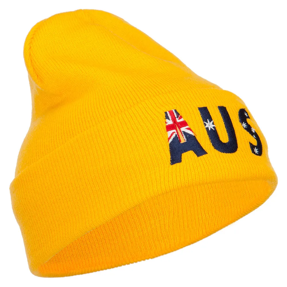 Australia AUS Flag Embroidered Long Beanie