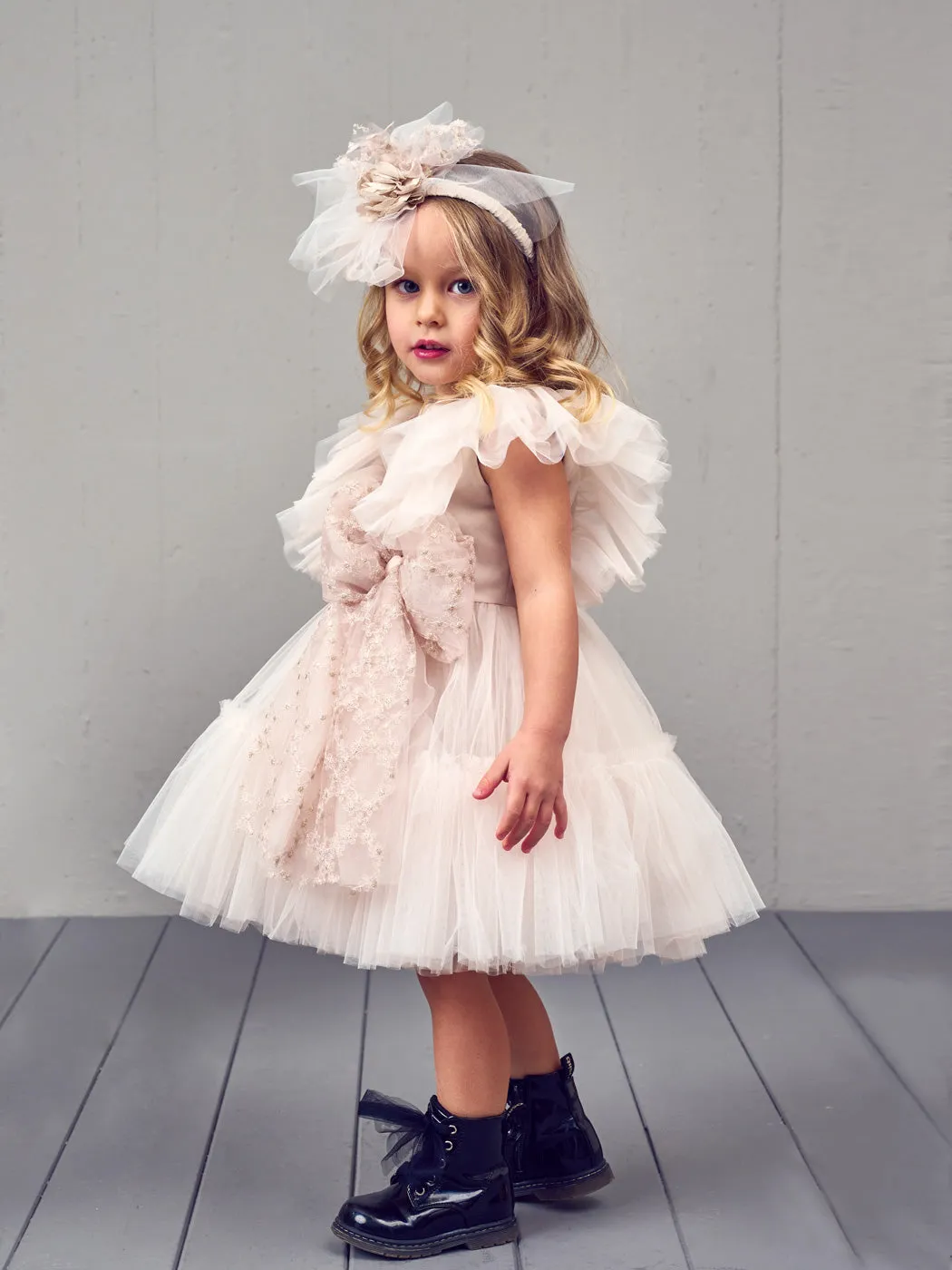 Baptism Romantic dress with tulle and lace - STACY