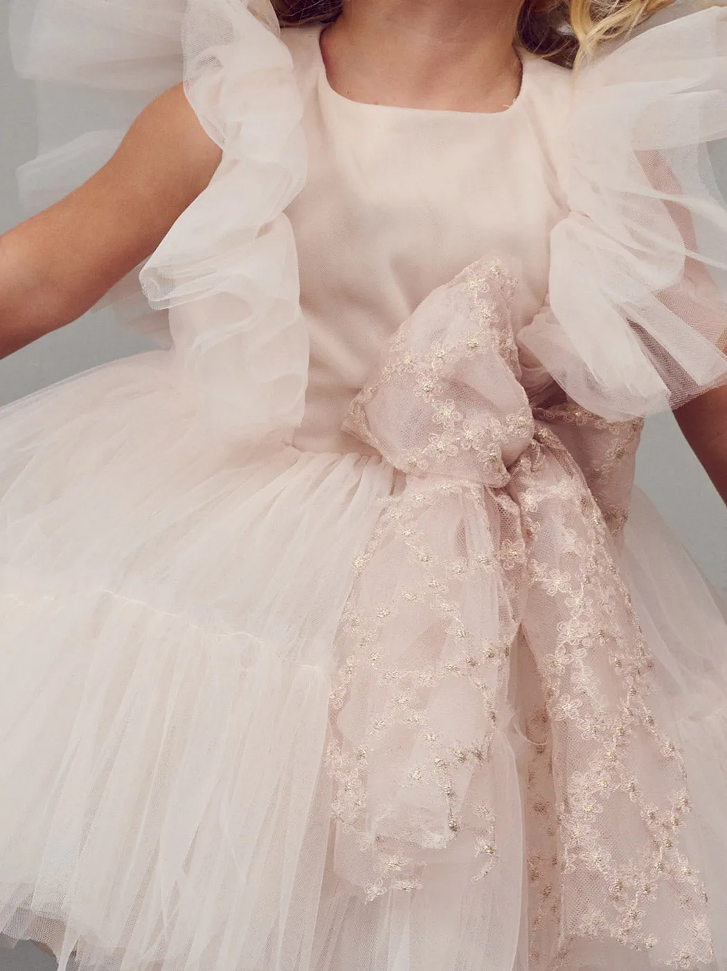 Baptism Romantic dress with tulle and lace - STACY