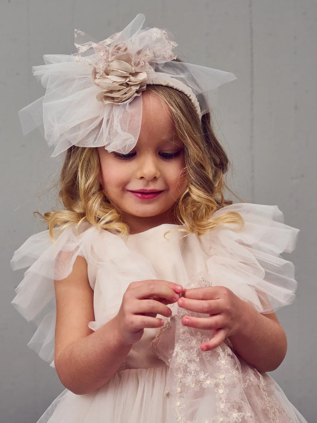 Baptism Romantic dress with tulle and lace - STACY