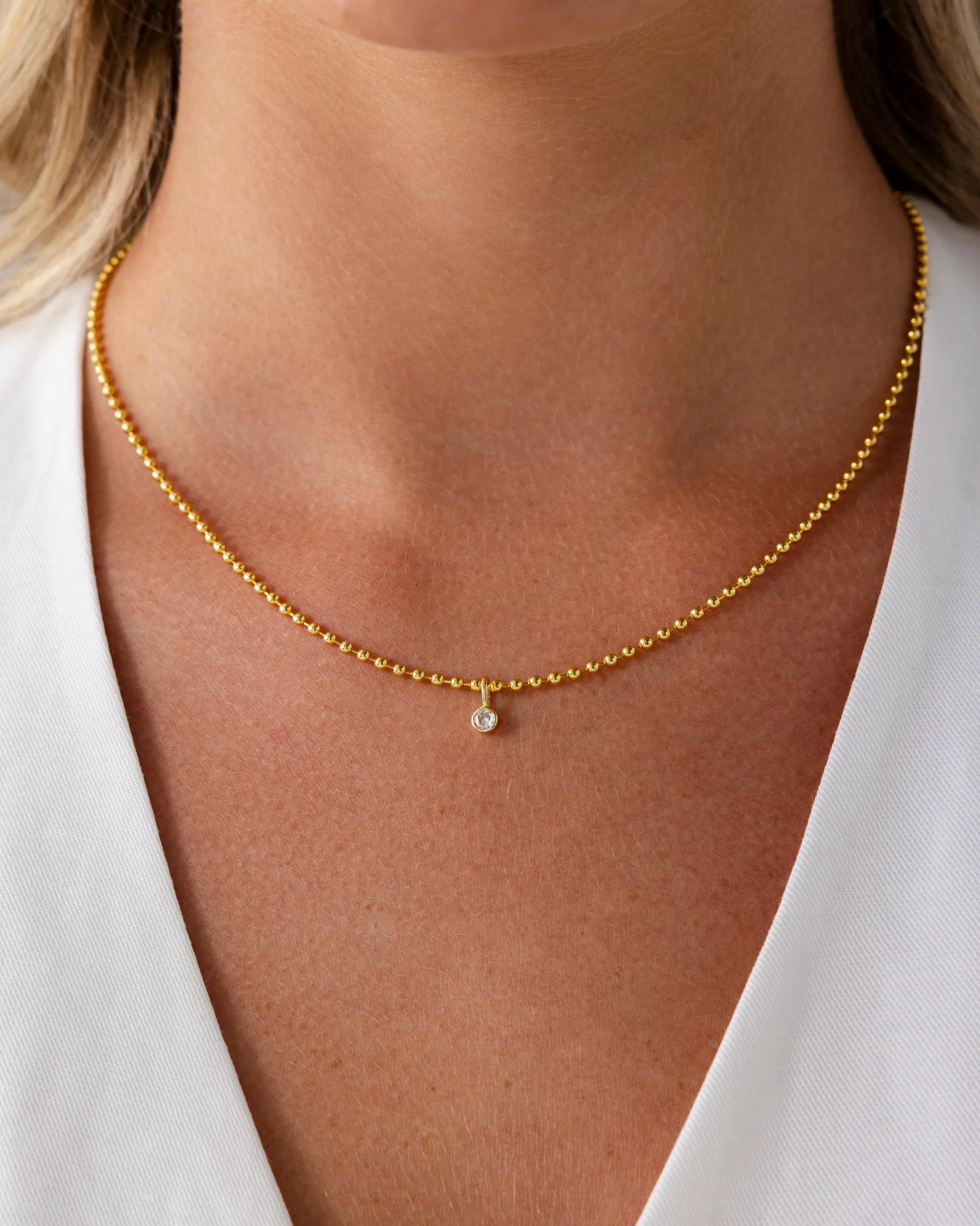 Beaded Chain Solitaire Pendant
