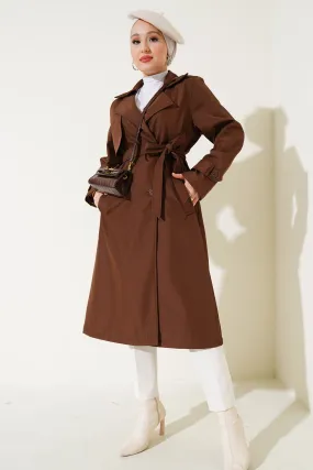 BGD Women Double-Breasted Trench Coat - Brown - Orpington