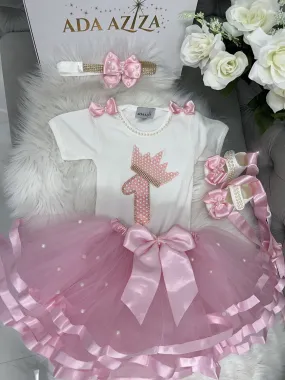 Birthday Tutu Set Crown Pink
