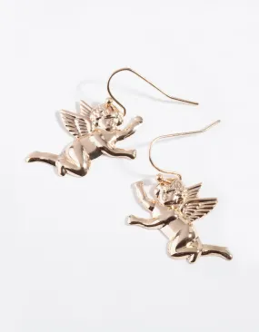 Black Gold Cherub Earrings