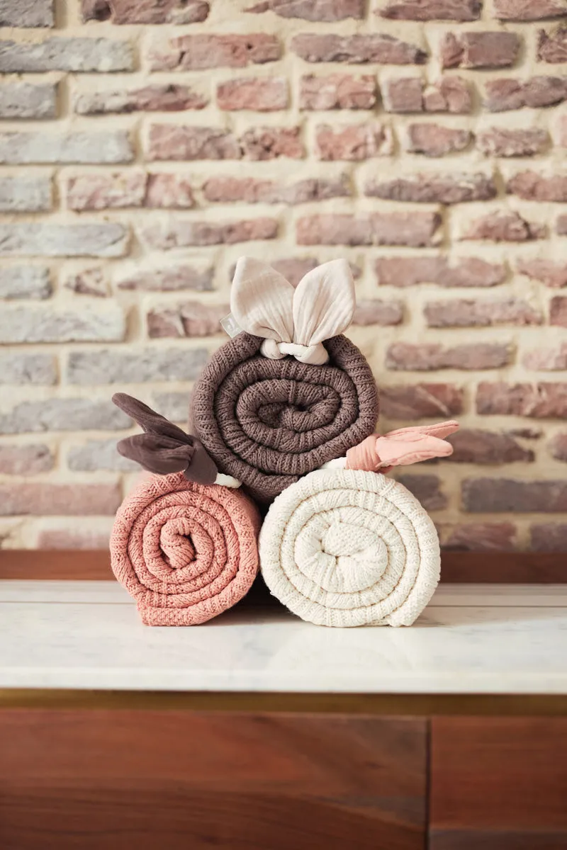 Blanket Cot 100x150cm Spring Knit - Chestnut