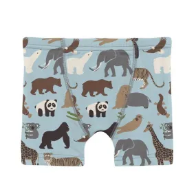 Boy's Print Bamboo Boxer Brief - Spring Sky Zoo