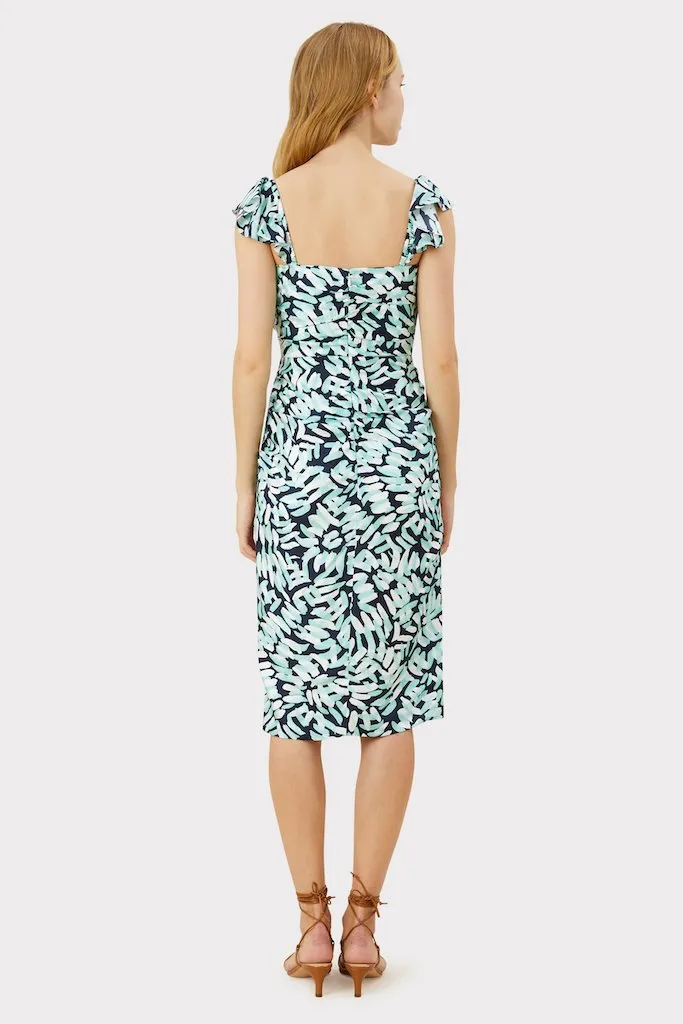 Brushstroke Print On Silk Twill Dayna Dress