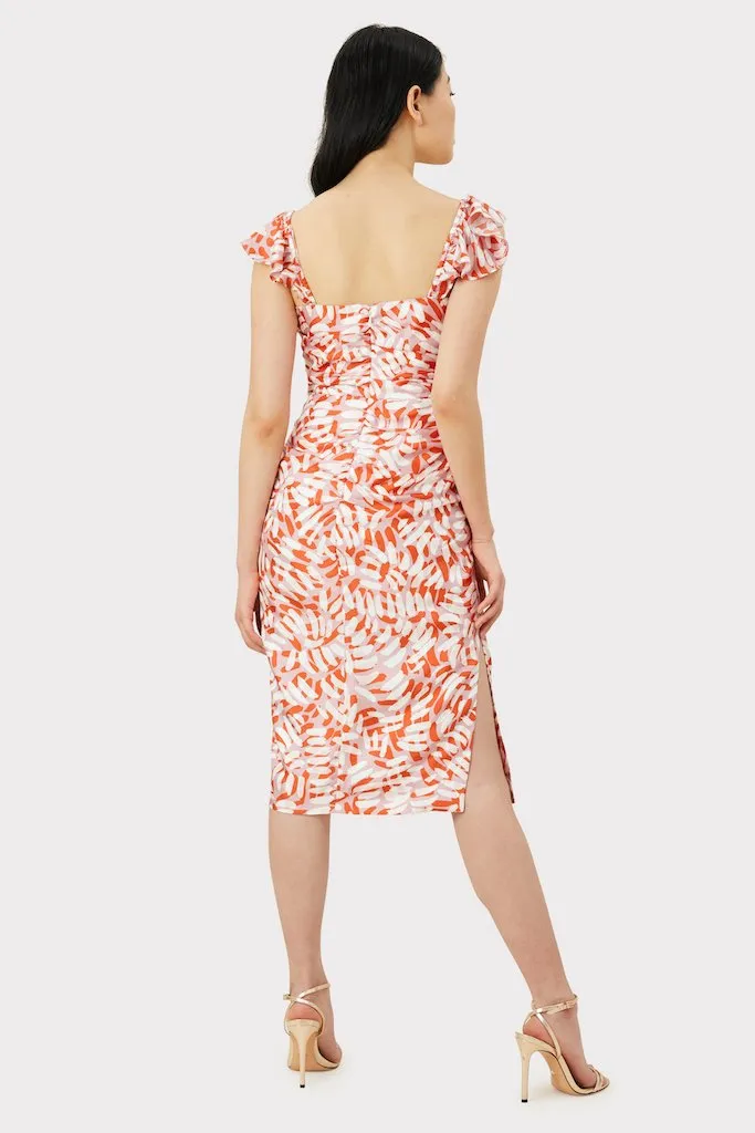 Brushstroke Print On Silk Twill Dayna Dress