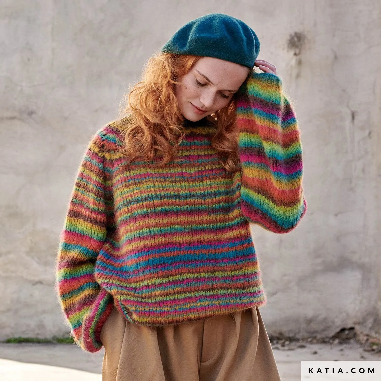 Bunter Strickpullover mit Reiki Wolle stricken